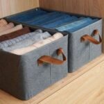 Cationic Steel Frame Storage Box Foldable Portable Cloth Clothes Organizer Basket 46x28x20 cm