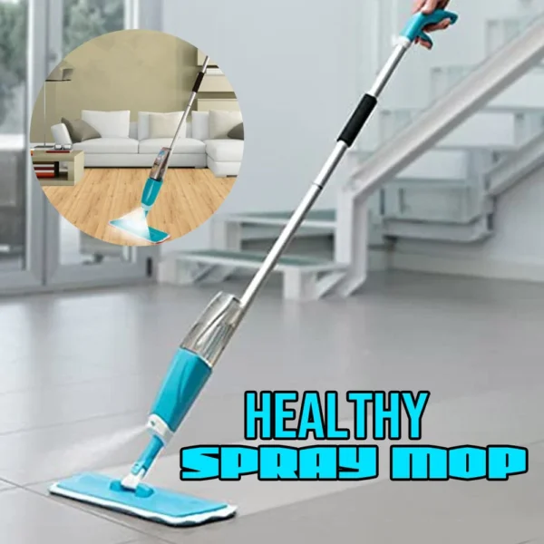 HealthySprayMop WashableCleaningMicrofiberPad360DegreeSpinHeadFlatFloorCleaner.webp