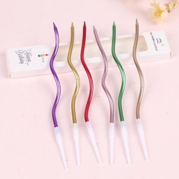 6 Piece creative Threaded Candle Bending Spiral Cake Candles Multicolor Bending Cake Safety Flames For Children 1.jpg