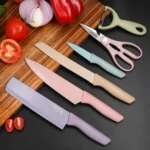 EVERRICHER 02786PCSKitchenKnifeSetCorrugatedColorfulStainlessSteelChefKnifeBreadKnifeCleaverScissorsforKitchen.webp