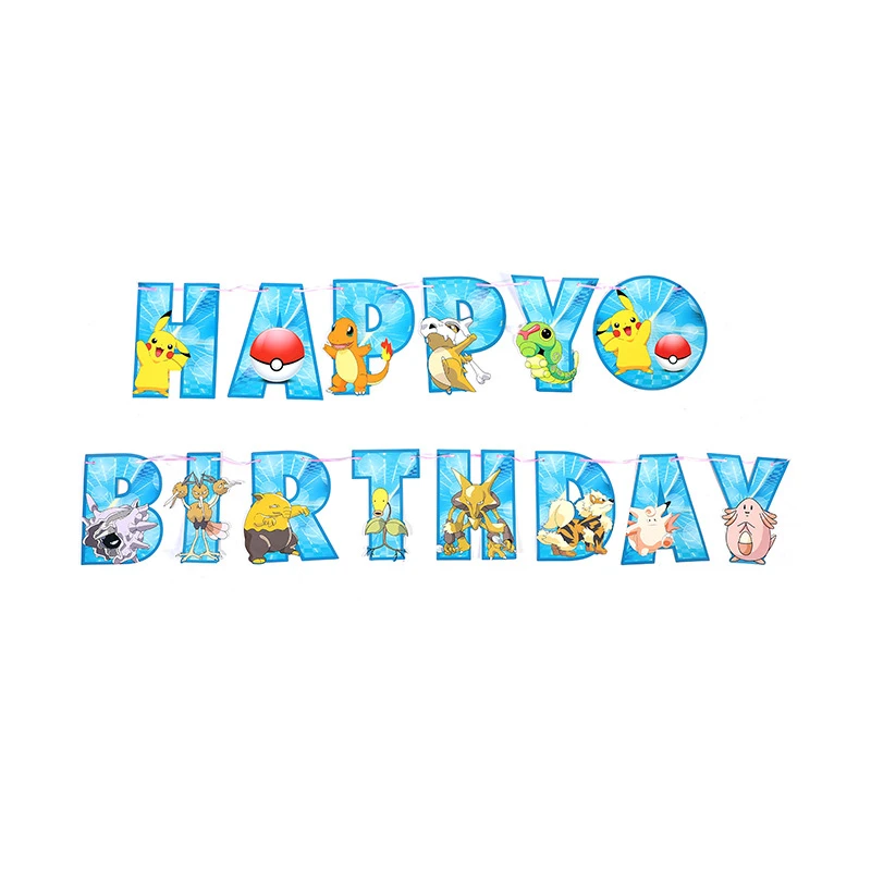 Pokemon Happy Birthday Banner Anime Pikachu Baby Shower Garland Children Party Supplies Boy Girl Christmas Hanging jpg Q90 jpg.webp
