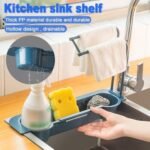 main image2Kitchen Sink Drainer Shelf Organizer Adjustable Telescopic Sink Drying Rack Sponge Towel Rugs Holder Storage Basket.jpg