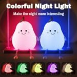Night Light Cute Pear LED Nursery Nightlight Lamp, Tap Control Squishy Silicone, USB Rechargeable Bedside Lamp for Bedroom, Warm White & 7 Colors, Festival,Christmas Gift for Kids