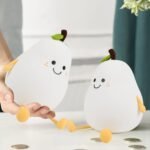 Night Light Cute Pear LED Nursery Nightlight Lamp, Tap Control Squishy Silicone, USB Rechargeable Bedside Lamp for Bedroom, Warm White & 7 Colors, Festival,Christmas Gift for Kids - Image 7