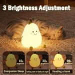 Night Light Cute Pear LED Nursery Nightlight Lamp, Tap Control Squishy Silicone, USB Rechargeable Bedside Lamp for Bedroom, Warm White & 7 Colors, Festival,Christmas Gift for Kids - Image 3