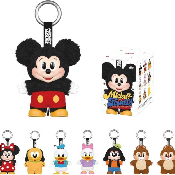 POP MART Mickey Family Figures Cute Together Keychain Series Blind Box ,Random Design Action Figures Collectible Toys Home Decorations, Single Box