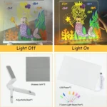 LED Note Board Light Up Message Board With Stand Acrylic Dry Erase Board With Light, Led Drawing Writing Board With 7 Marker Pen - Image 5