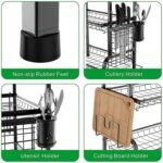 Arcanine Steel Dish Drying Rack Over Sink 3-Tier Large Capacity Kitchen Storage Rack With Drip Tray Sink Organize Stand Shelf With Utensil Holder Hooks Dish Drainer(Metal) - Image 6