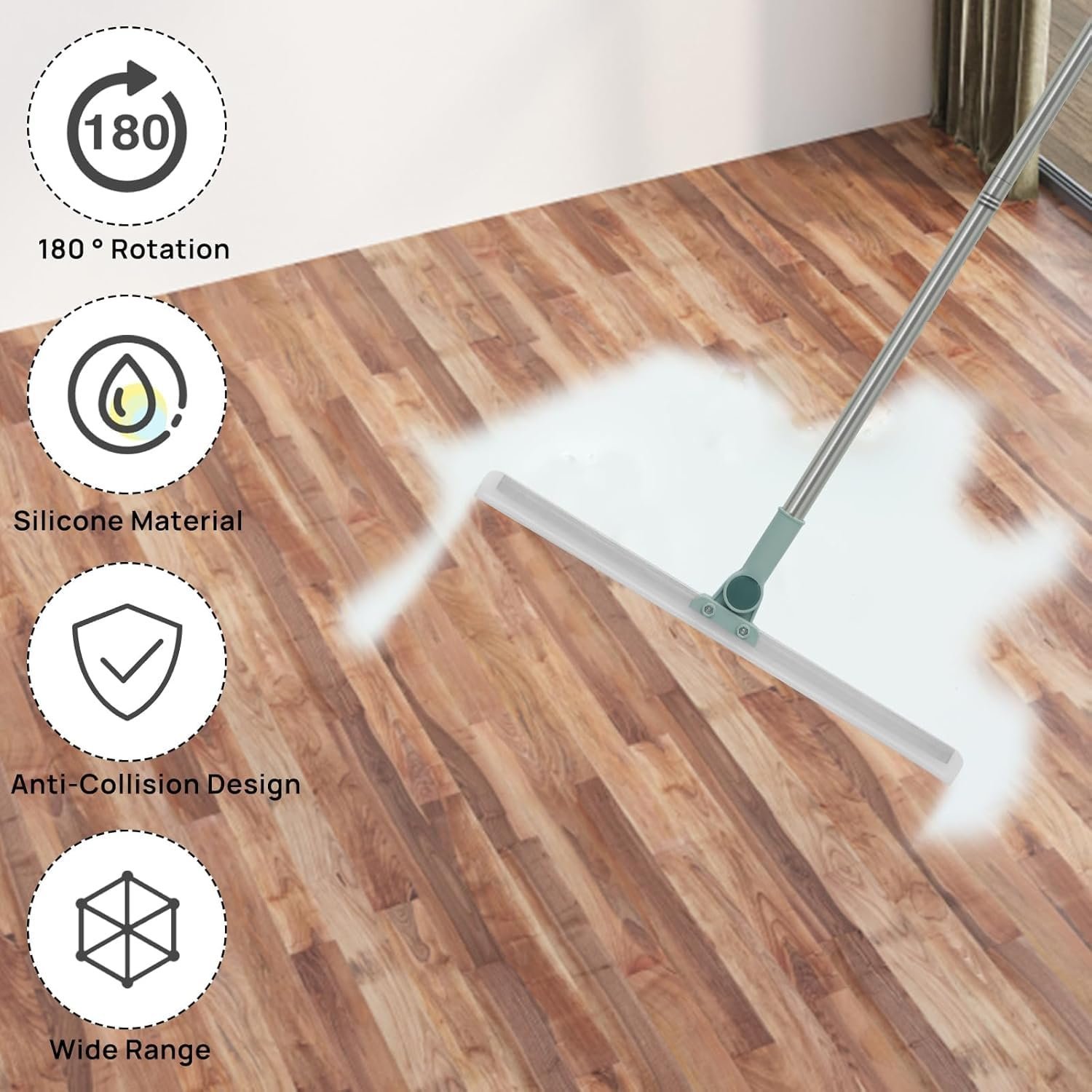 71eBSBwZkCL._SL1500_.jpg 50 cm Multifunctional Magic Broom Floor Squeegee with Long Handle Adjustable and Silicone Strips, Floor Washer with 180 Degree Rotating Squeegee Broom for Cleaning Floor, Bathroom, Kitchen - Image 1