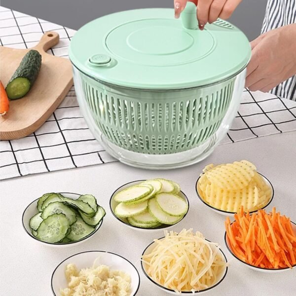 Salad Spinner, Vegetable Dryer Spinner, Manual Salad Spinner, Fruit and Vegetable Dryer with Safe and Rotating Handle, Multifunctional Vegetable Spinner for Home Kitchen Washing and Drying