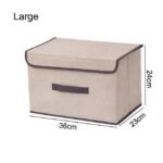 Cotton Linen Large Storage Box With Cap Clothes Socks Toys Organizer / KC22-242-2 - Image 12
