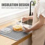 Silicone Dish Drying Mat - Non-Slip Silicone Mat Easy Clean Drying Mat Large Heat-Resistant Dish Drainer Mat for Kitchen Counter, Sink, Refrigerator or Drawer Liner - Image 3