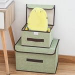 Cotton Linen Large Storage Box With Cap Clothes Socks Toys Organizer / KC22-242-2 - Image 8